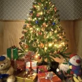 Christmas tree and presents on Isle of Palms, South Carolina.