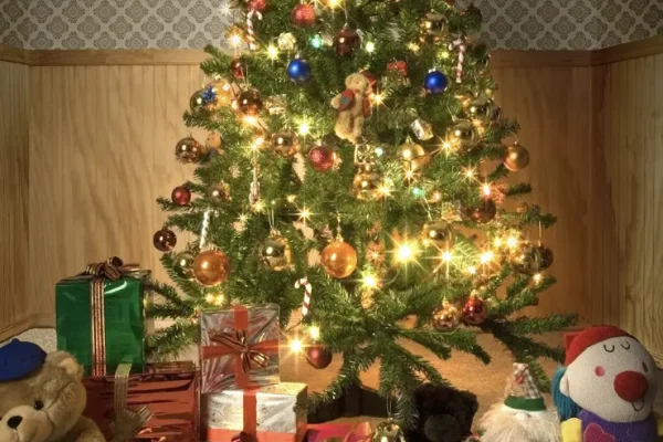 Christmas tree and presents on Isle of Palms, South Carolina.