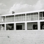 Original black-and-white photograph of the newly clonstructed The Citadel Beach House, in 1958.