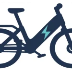 Clip art of an e-bike tied to Isle of Palms, SC's new e-bike laws.