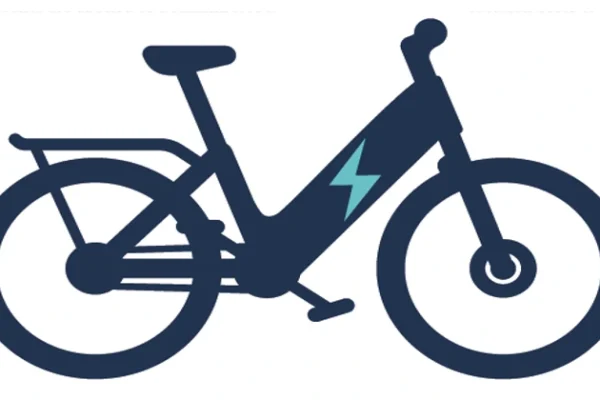 Clip art of an e-bike tied to Isle of Palms, SC's new e-bike laws.