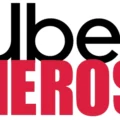 Uber logo and the word heros showcased together.