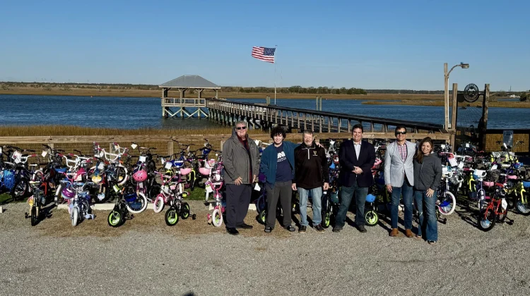 Isle of Palms, South Carolina's Rotary Club and the bicycles they collected for Toys for Tots.