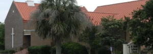 Exterior picture of St. Mark's Lutheran Church's congregation hall, on IOP, SC.