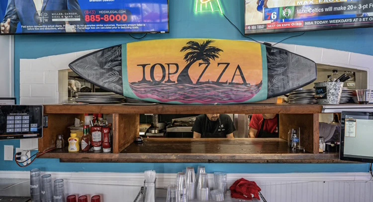 An interior view of Isle of Palms' IOPizza