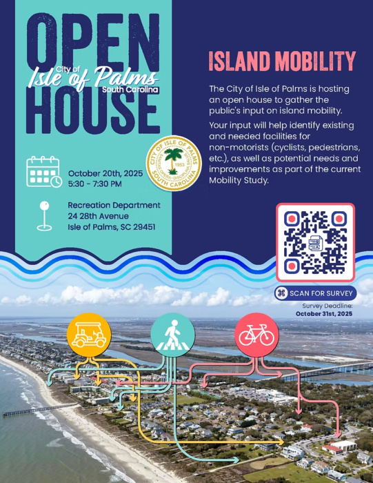 Flyer for IOP, SC's open house to discuss mobility around the island.