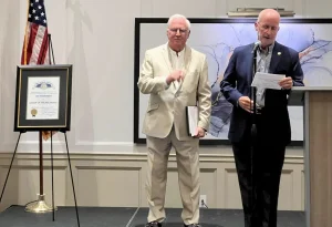 Jim Thompson receiving his Palmetto Award in Isle of Palms, South Carolina.