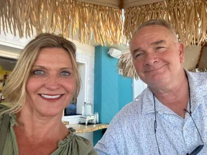 Tracey and Charlie Snyder dining on Isle of Palms, SC.