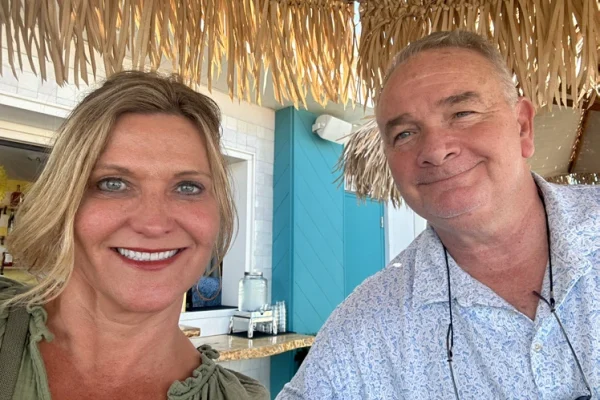 Tracey and Charlie Snyder dining on Isle of Palms, SC.