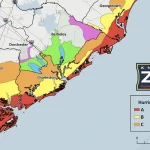 SC's Atlantic Coastline's Know Your Zone Hurricance map.