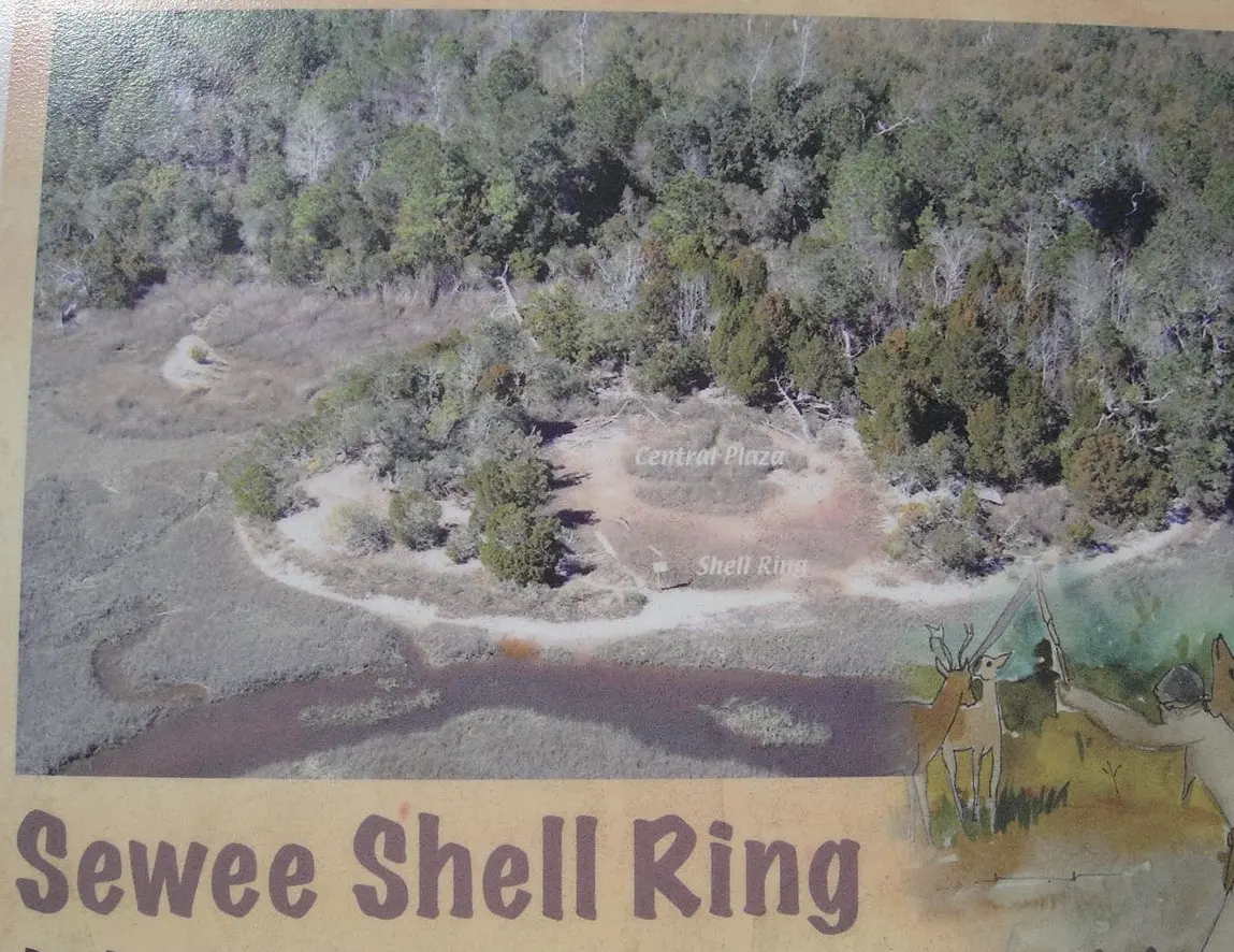 Historic territory, Shell Ring, of the South Carolina, SC Native American, Sewee, tribe.