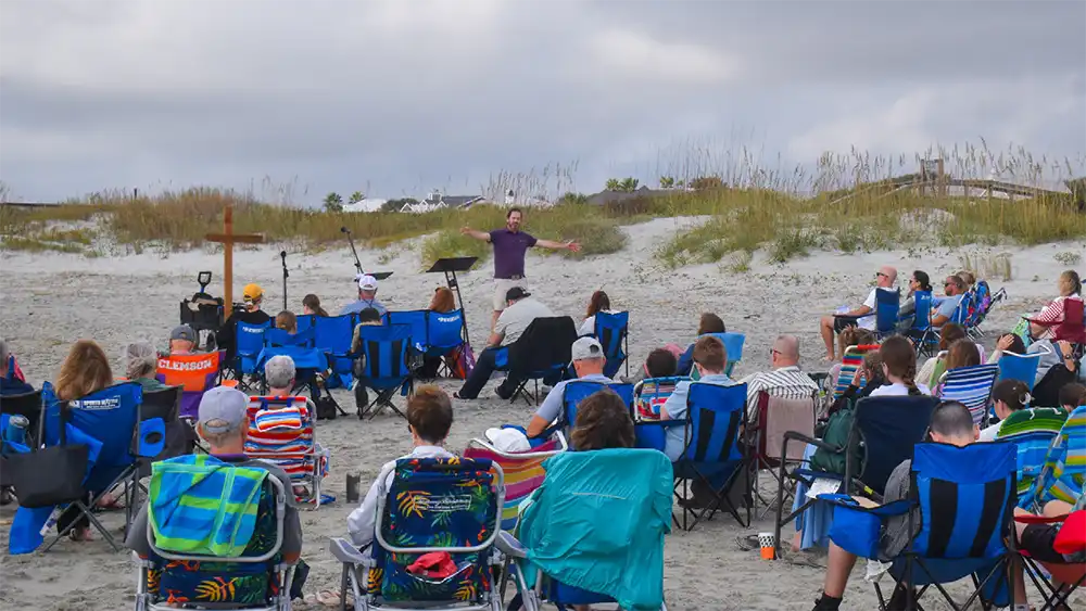 DeepWater Church hosting a service on the beach at IOP