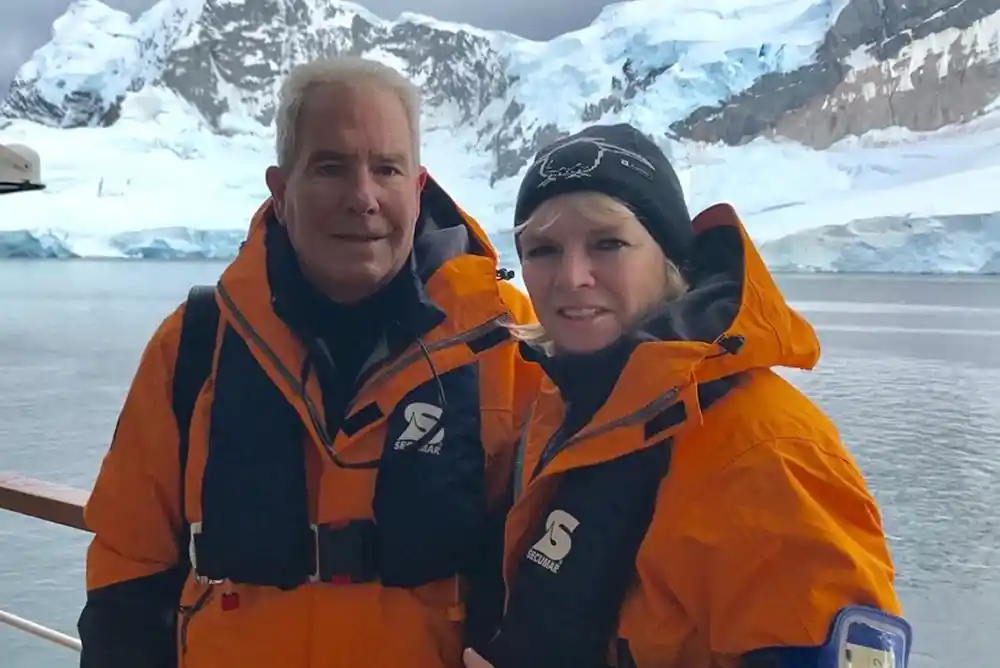 Dudley and Glenda Spangler - relish Antarctica's icebergs, scenery and wildlife.