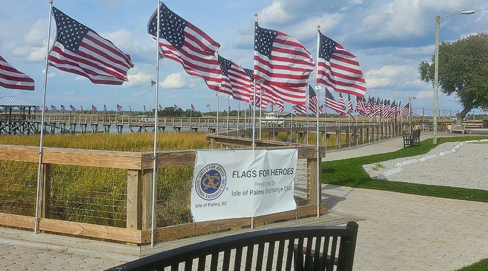 IOP Exchange Club showcases a breathtaking display of hundreds of American flags at Towne Center and the Exchange Club.