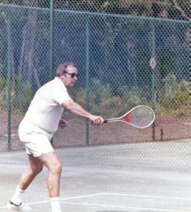 Henry Finch plays a game of tennis at Wild Dunes.