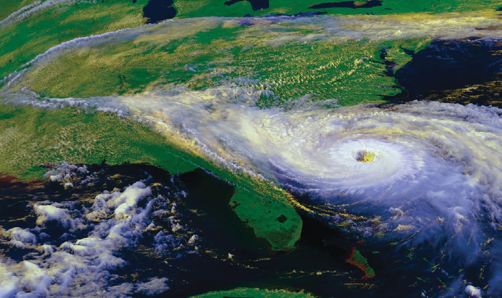 Hurricane Hugo's clouds extend past South Carolina in 1989.