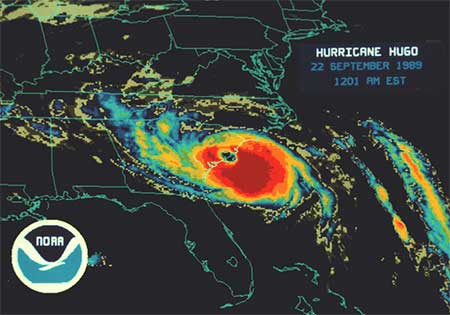 Hurricane Hugo Infrared from NOAA