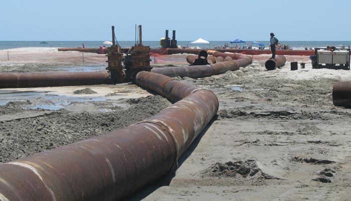 IOP dredging renourishment pipes