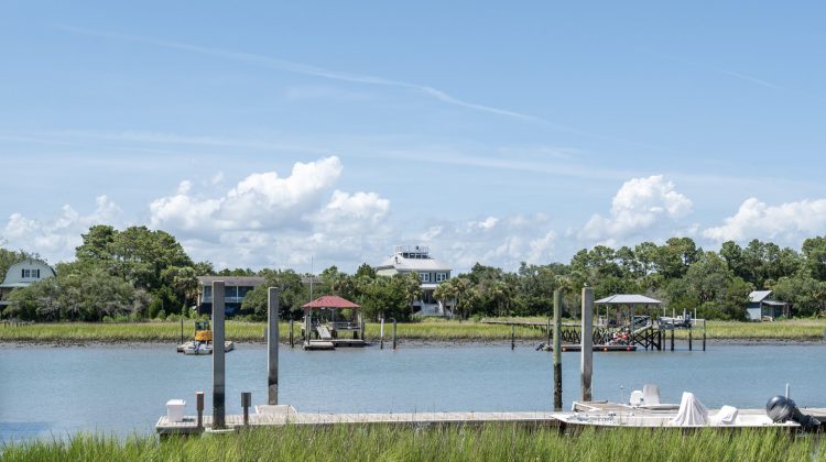 A modern day, full color, horizontal photo of Goat Island from Isle of Palms, SC.