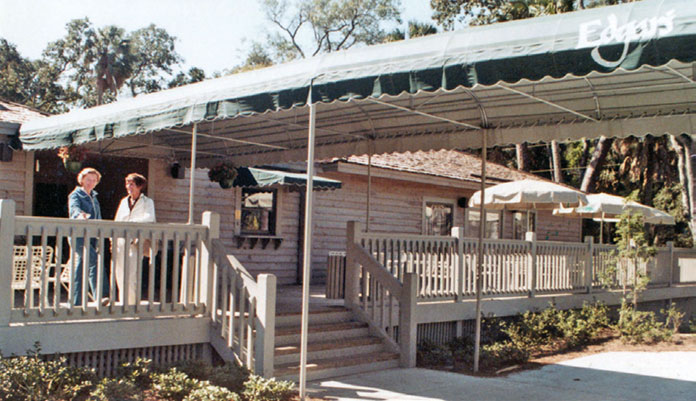 Marge Sexton and Georgiana Young stand on the porch of Edgar’s Restaurant during the summer of 1981.