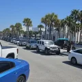 Cars parked along the road in Isle of Palms, South Carolina.