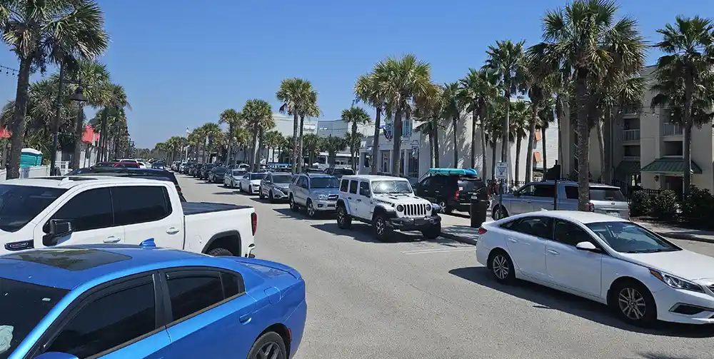 Parked cars in Isle of Palms, South Carolina.