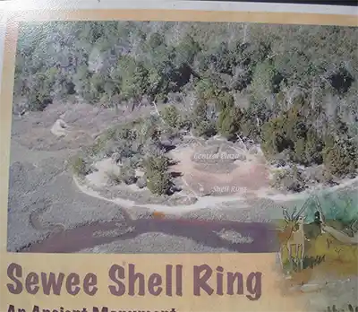 The Shell Ring Boardwalk Trail in Awendaw passes a shell mound or midden.