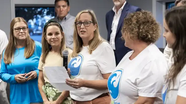 IOP Cleanup Crew co-founder Susan Hill Smith receives the Spirit of the Island Award at an IOP City Council meeting on Oct. 24, 2023.